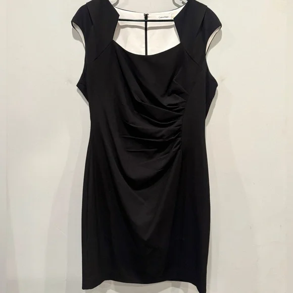 Calvin Klein Black Cap Short Sleeve Cocktail Dress Women’s Size 14 NWOT - Picture 3 of 11